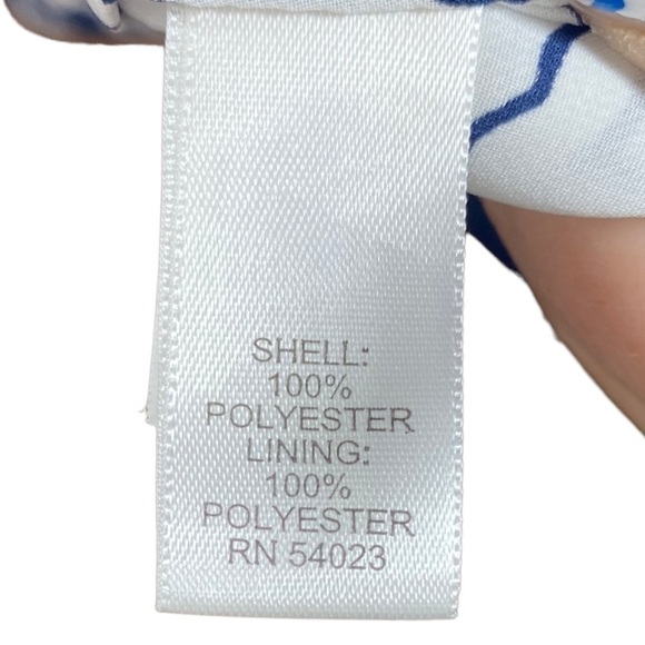 Banana Republic Navy Blue White Floral Tie Waist Dress Long Sleeve size 2 - Picture 9 of 12